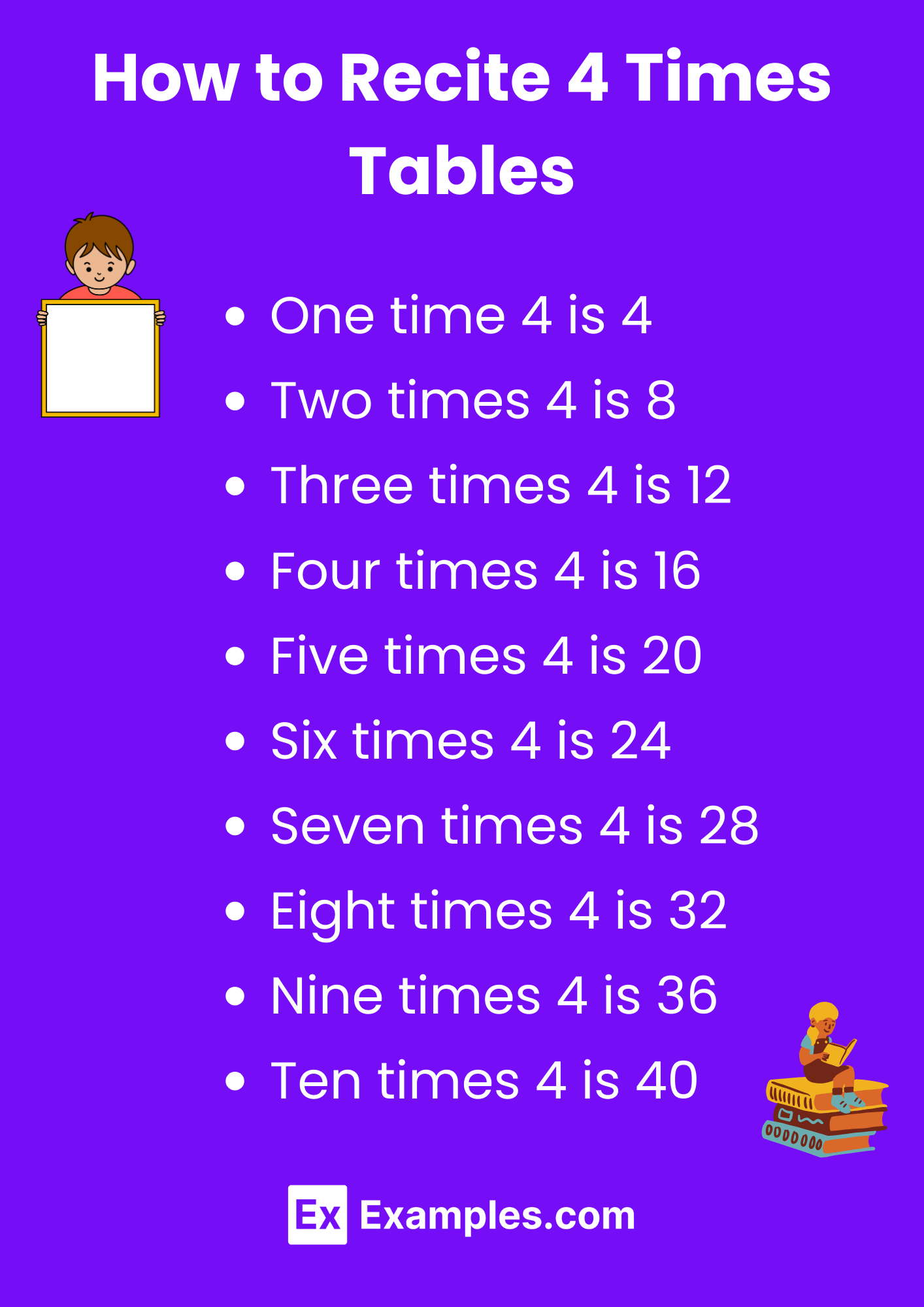 how to recite 4 times tables