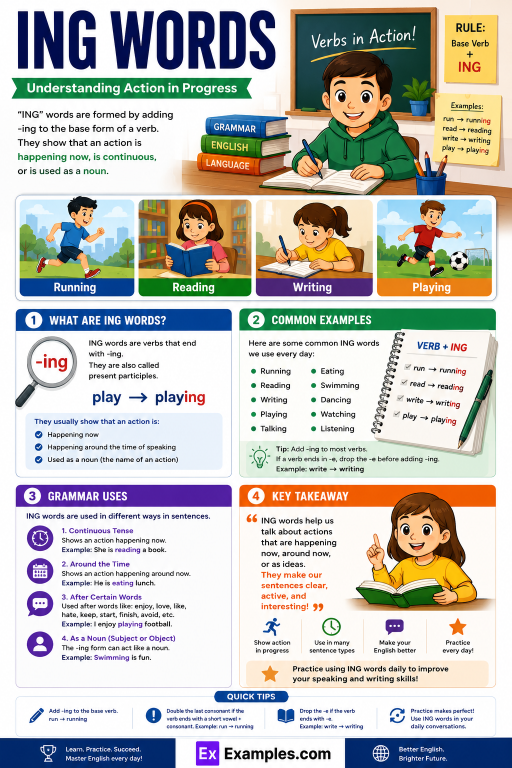450+ ING Words List, Meaning, PDF