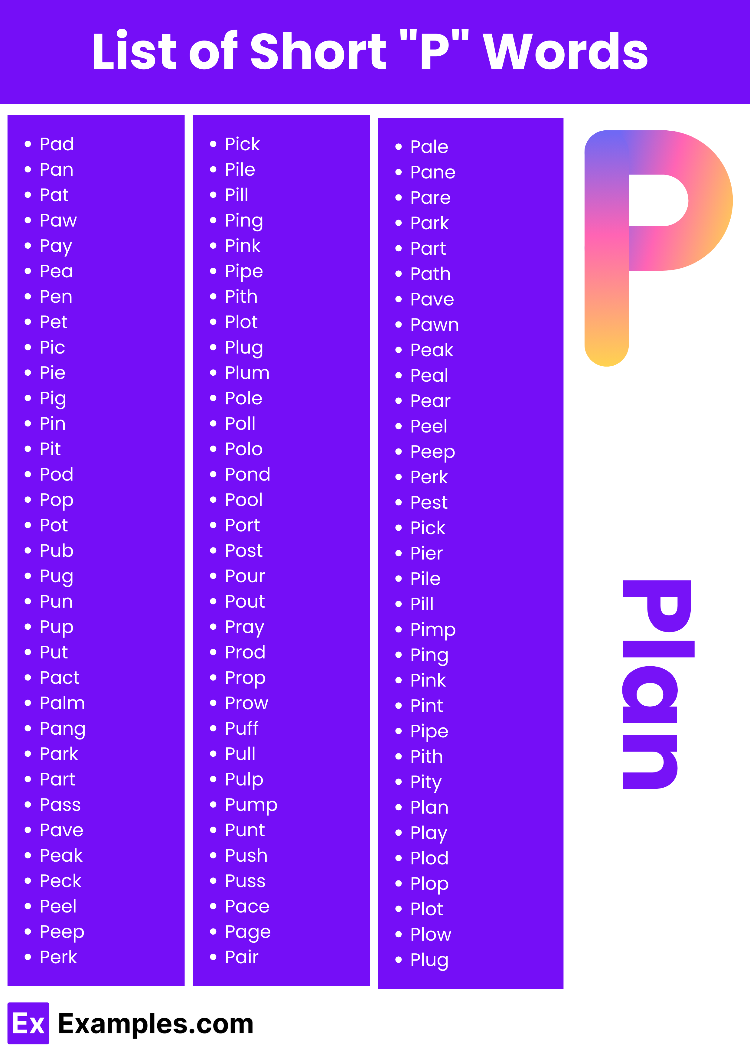 450+ P Short & Long Words: Meaning , PDF