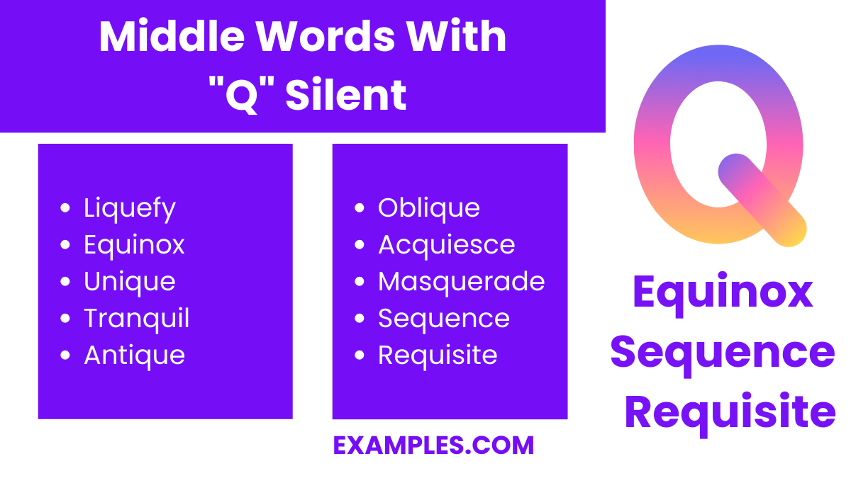 middle words with q silent