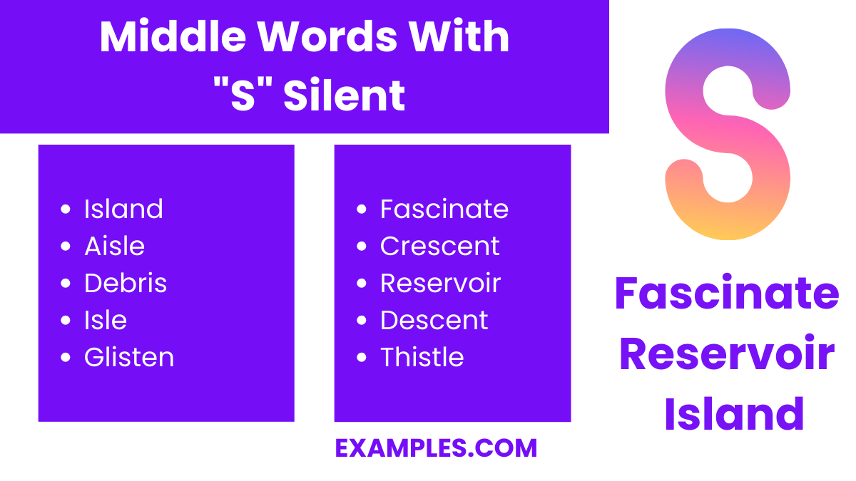 middle words with s silent