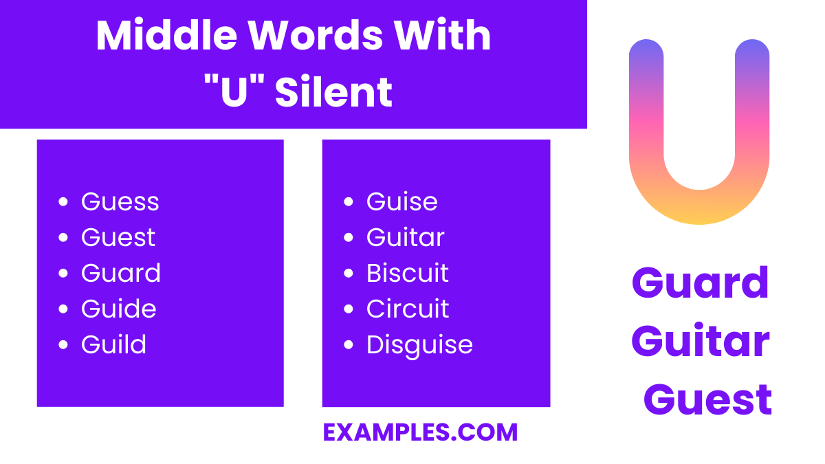 middle words with u silent