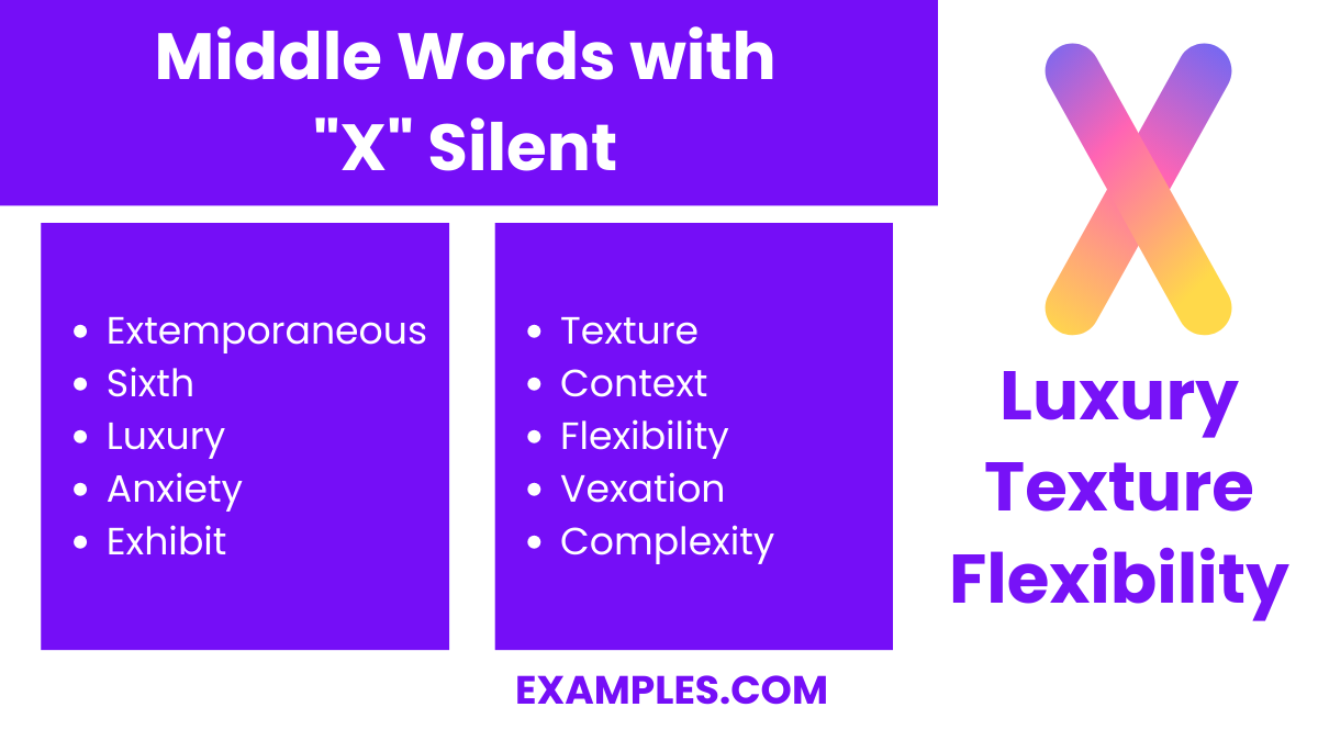 middle words with x silent