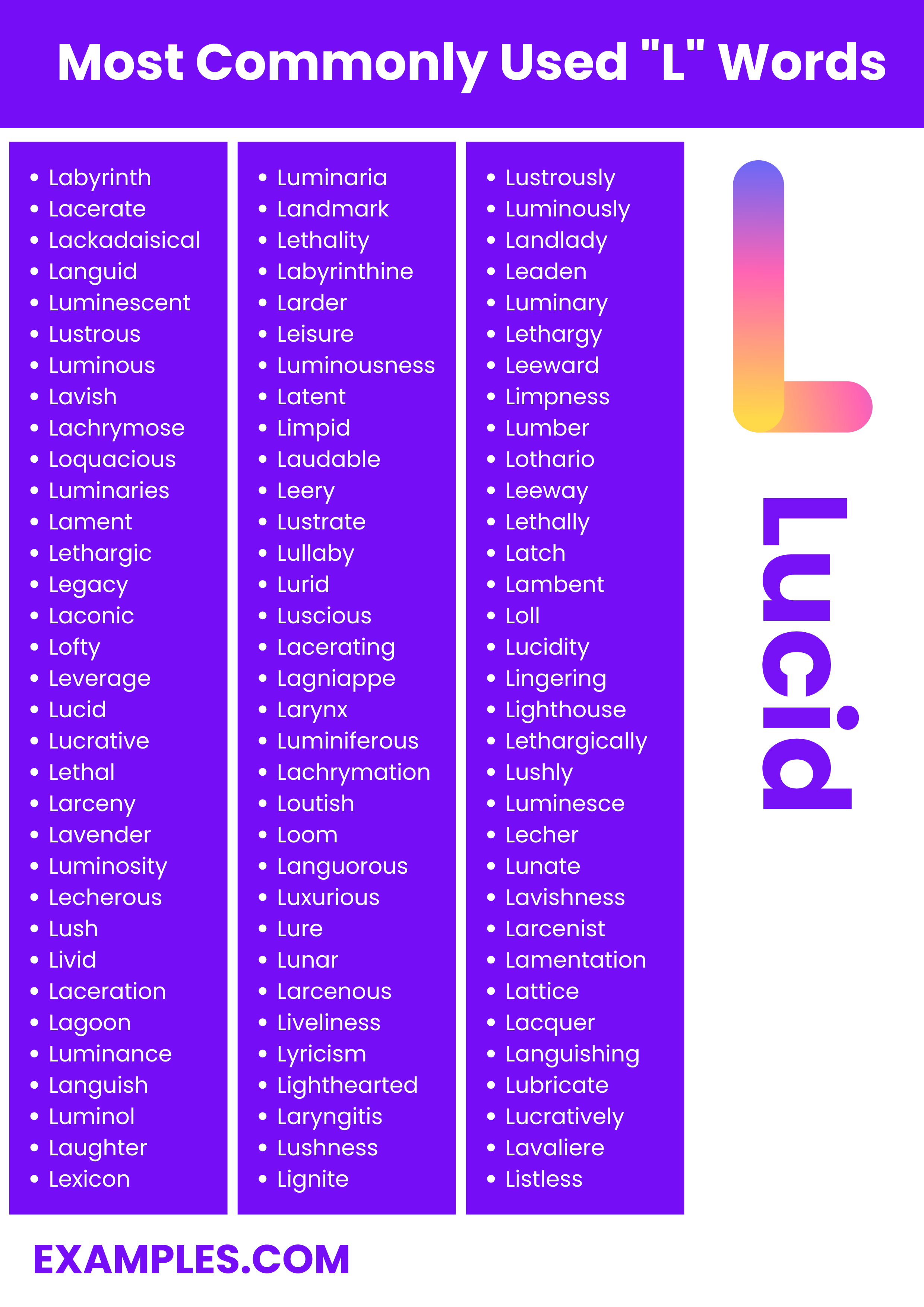 most commonly used l words