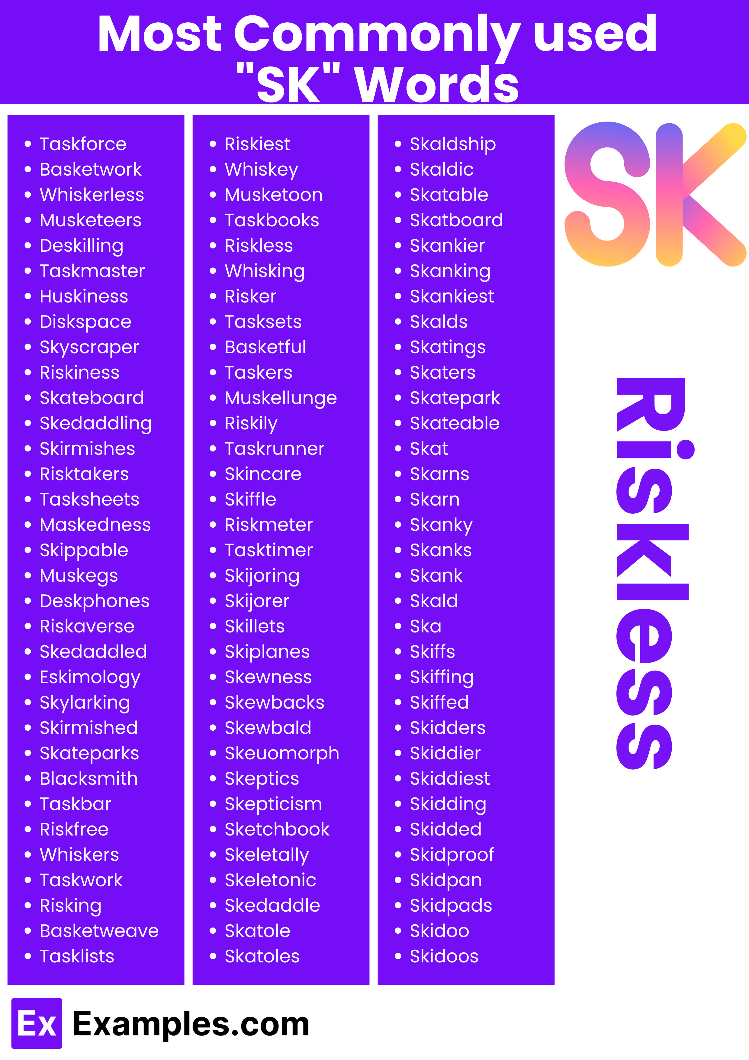 most commonly used sk words
