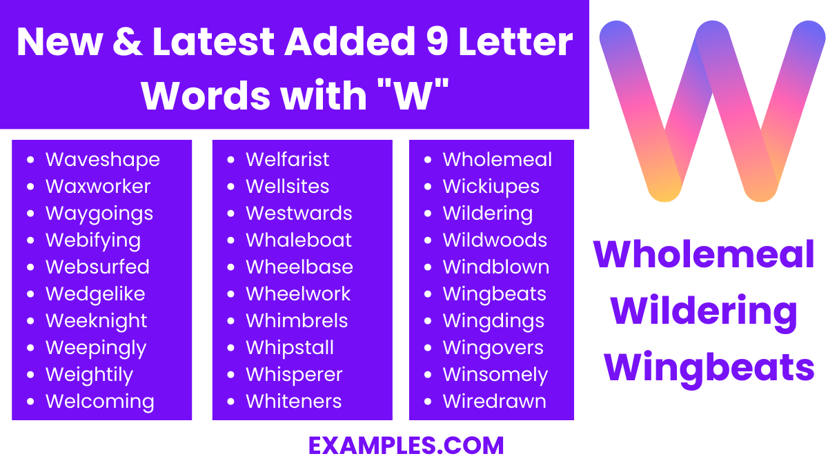 new latest added 9 letter words with w 1