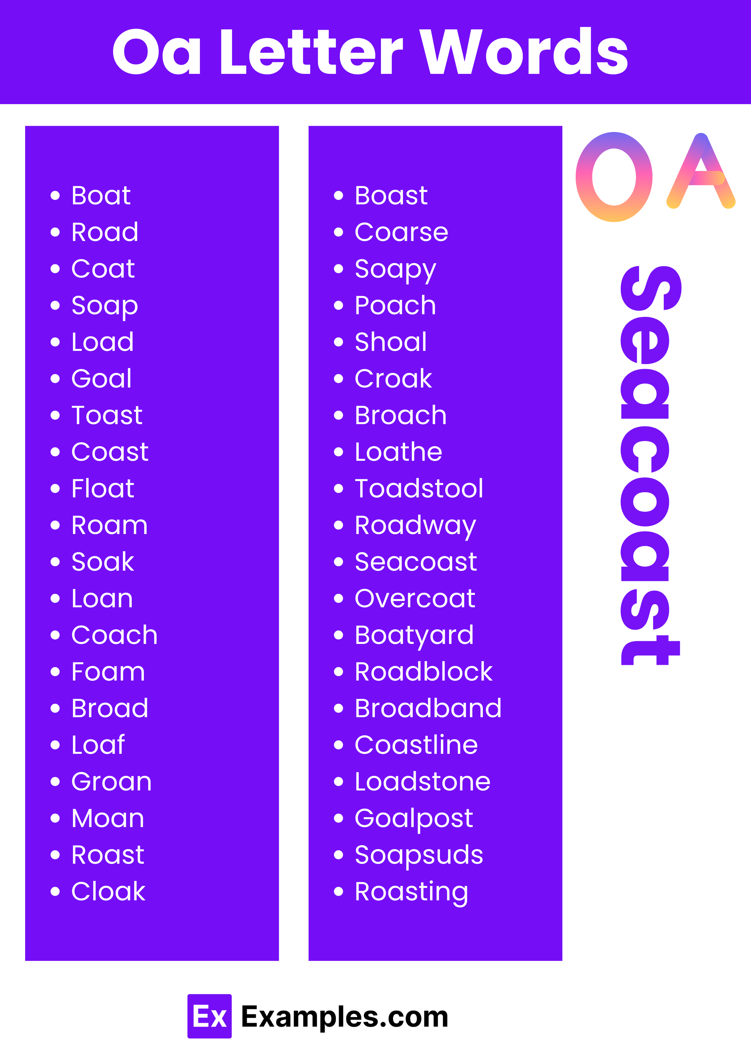 450 OA Words List Meaning PDF Examples