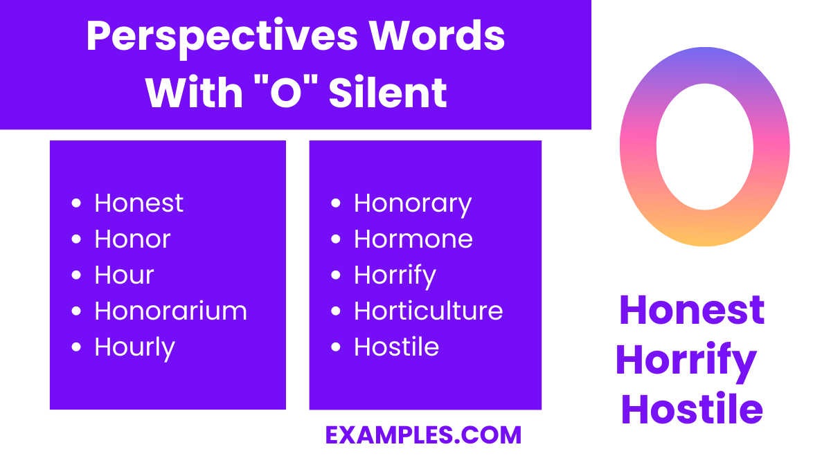 perspectives words with o silent