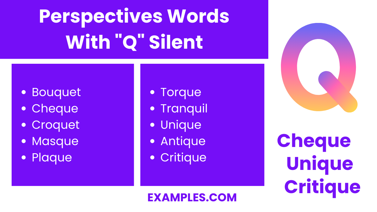 perspectives words with q silent