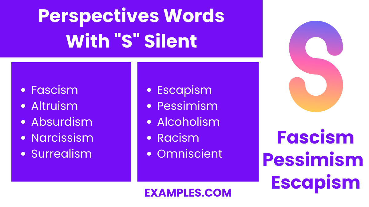 perspectives words with s silent