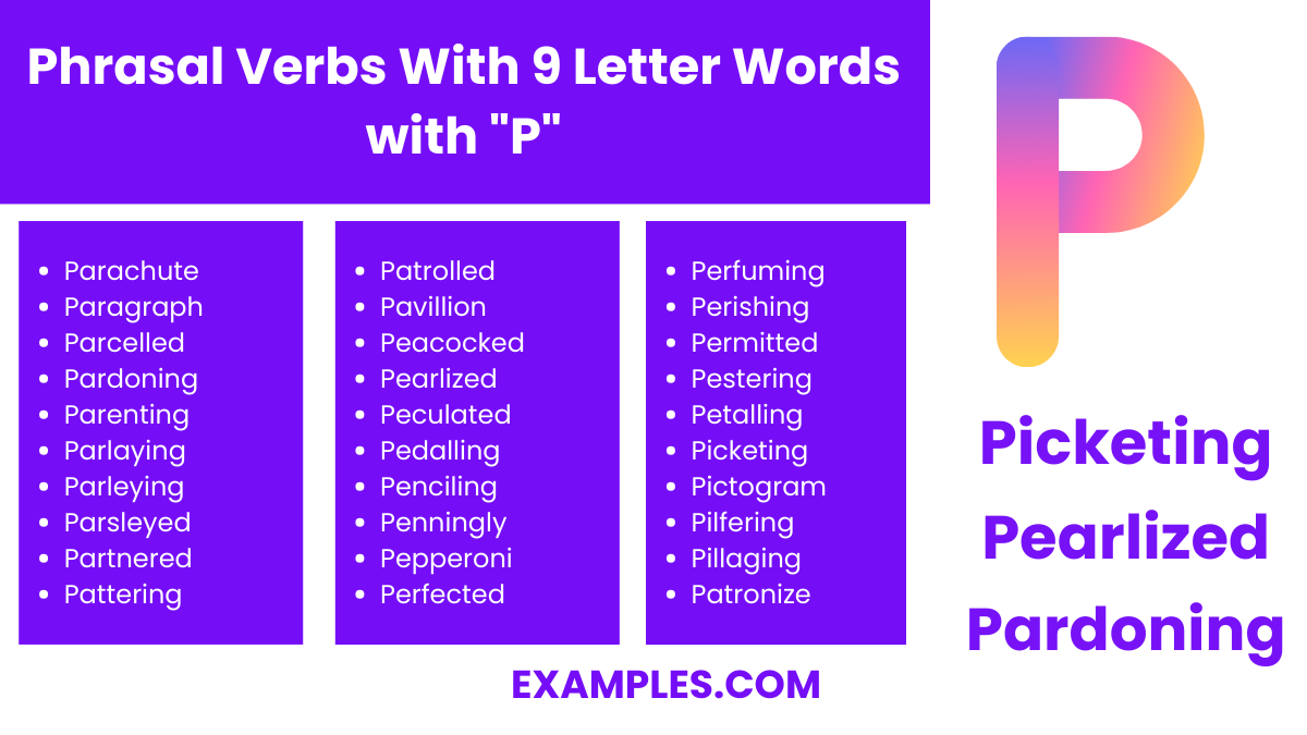 phrasal verbs with 9 letter words with p