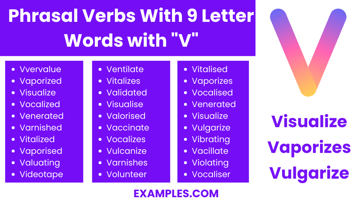 phrasal verbs with 9 letter words with v 2