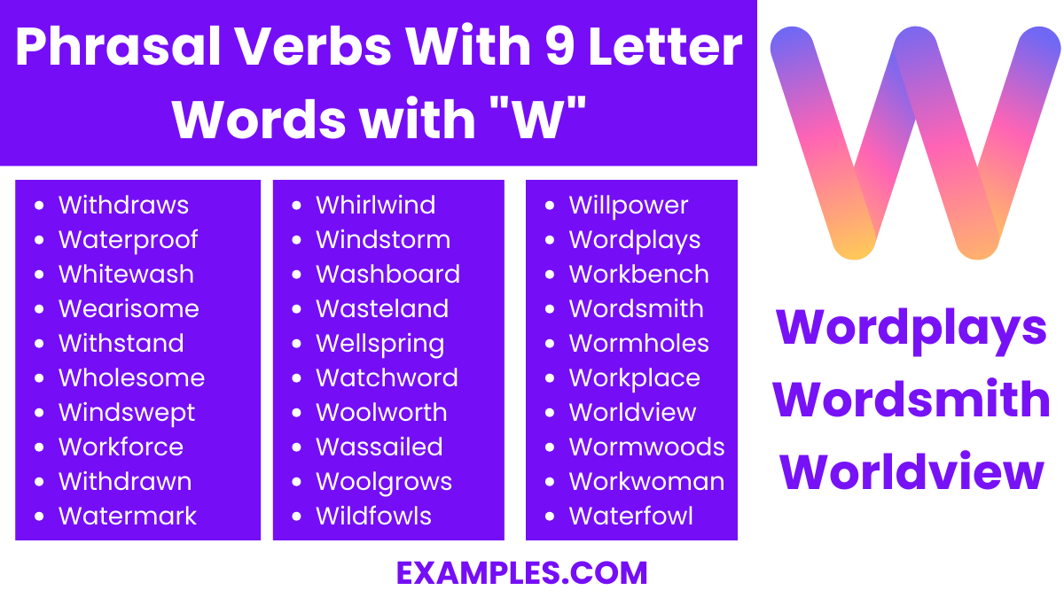 phrasal verbs with 9 letter words with w