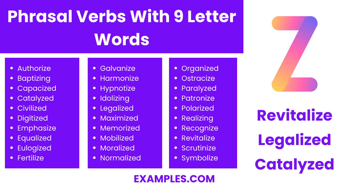 phrasal verbs with 9 letter words