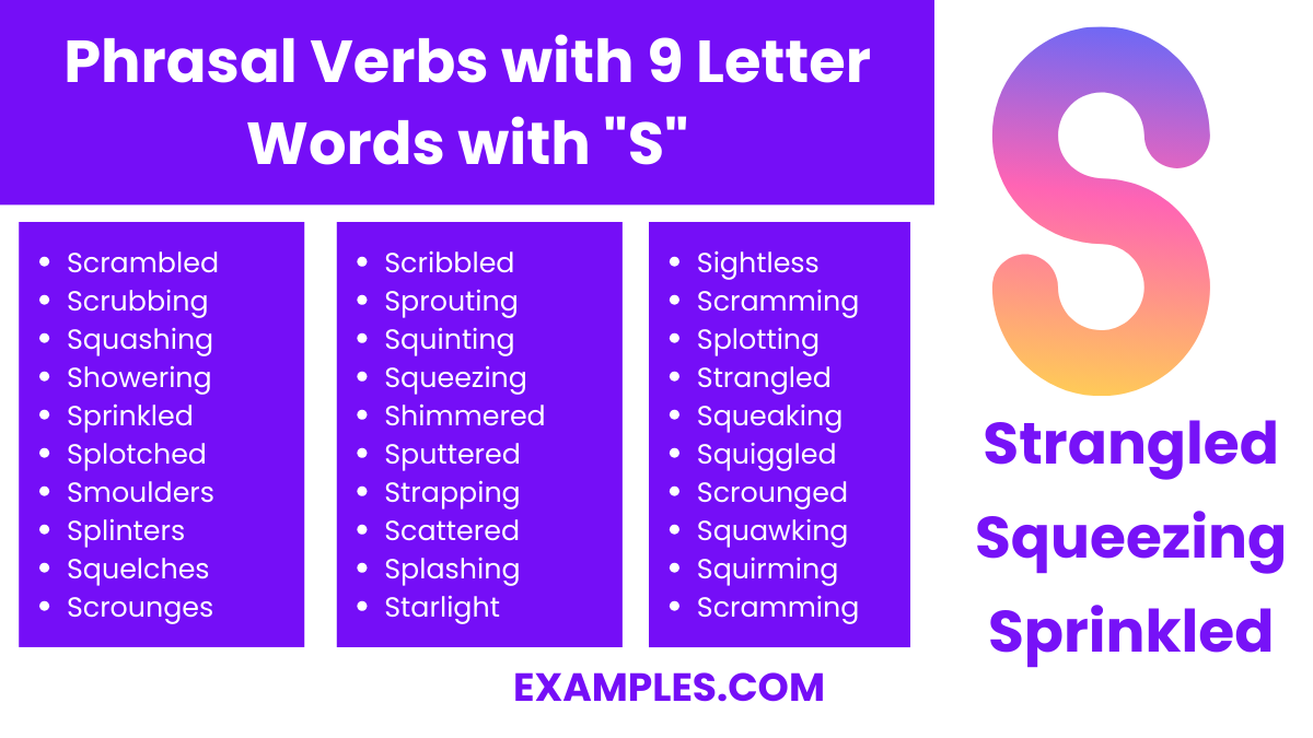 phrasal verbs with 9 letter words starting with s