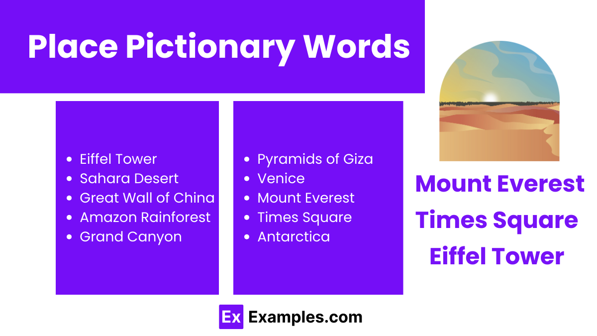 place pictionary words