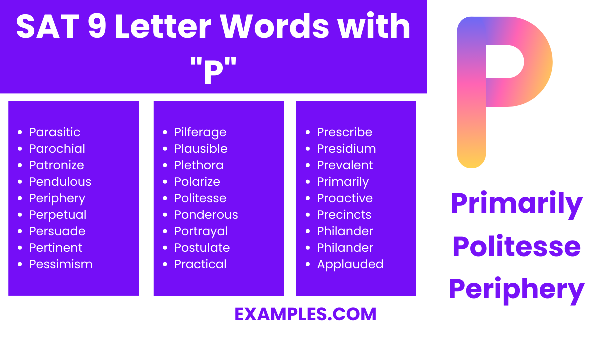 sat 9 letter words with p