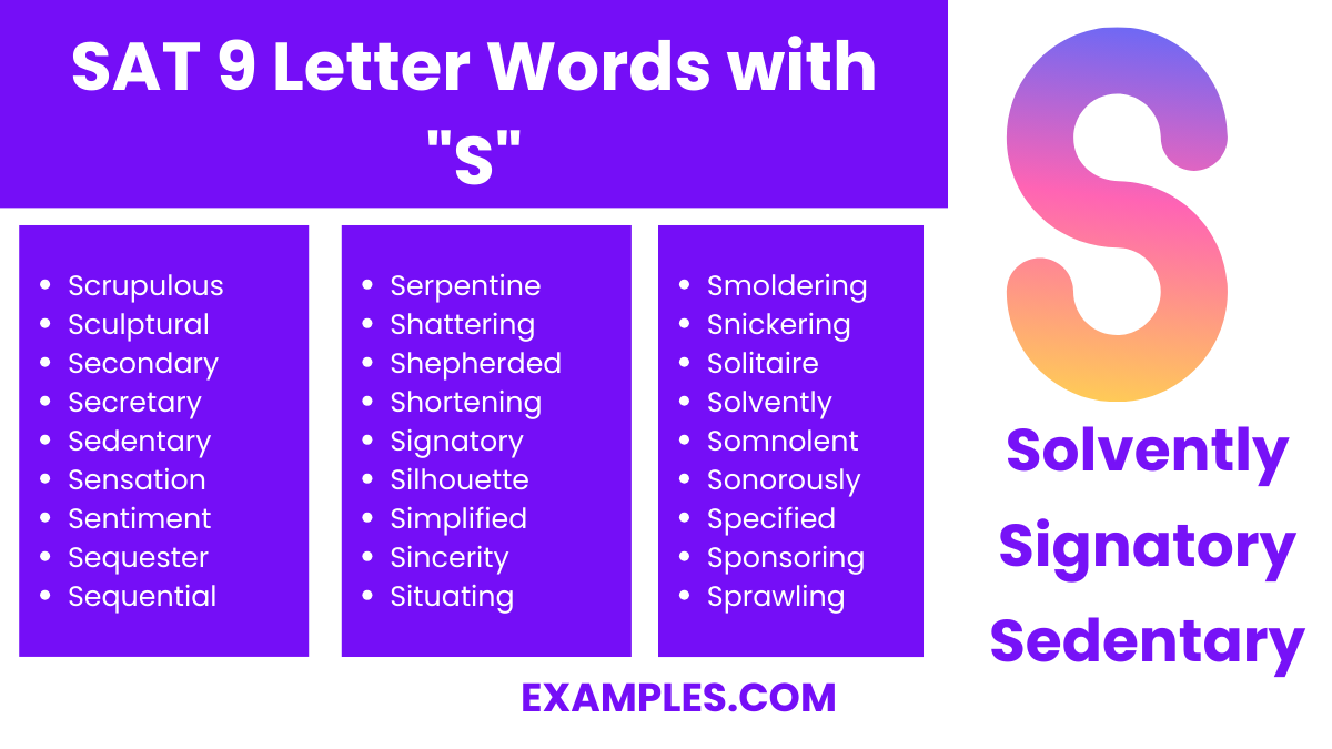 sat 9 letter words with s