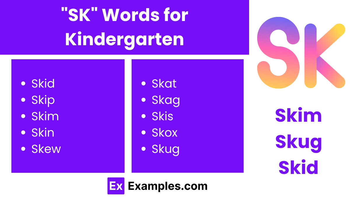 sk words for kindergarten