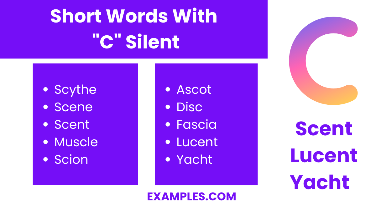 short words with c silent