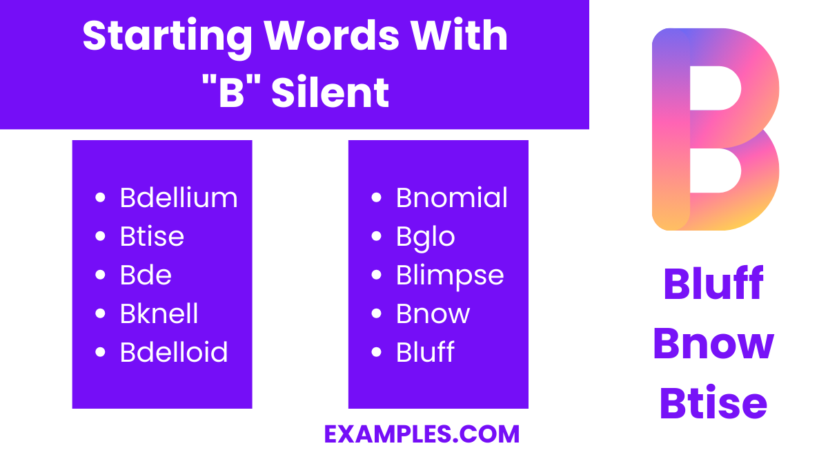 starting words with b silent