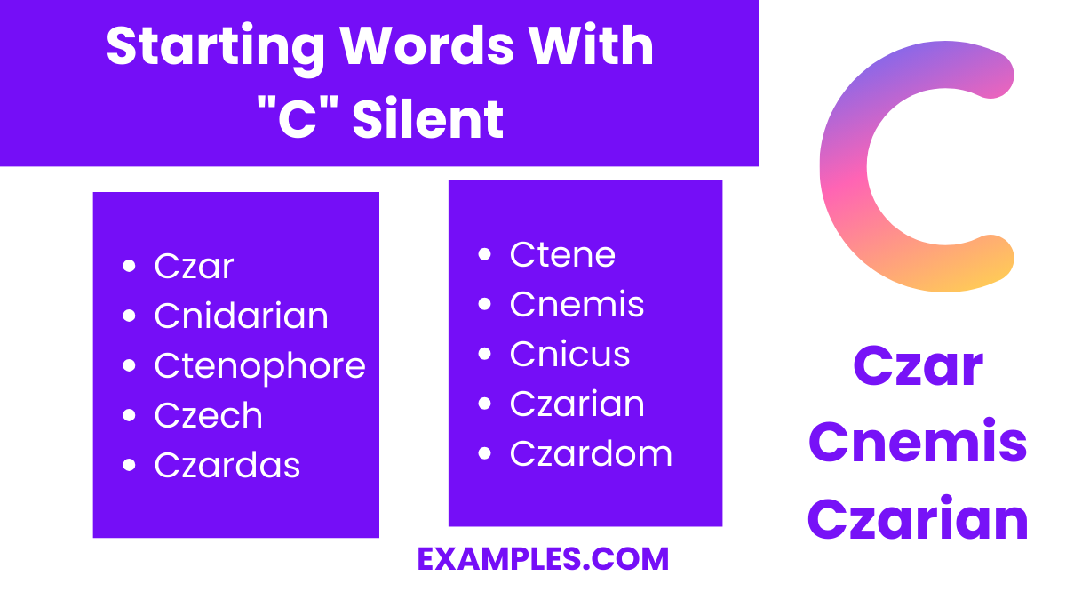 starting words with c silent