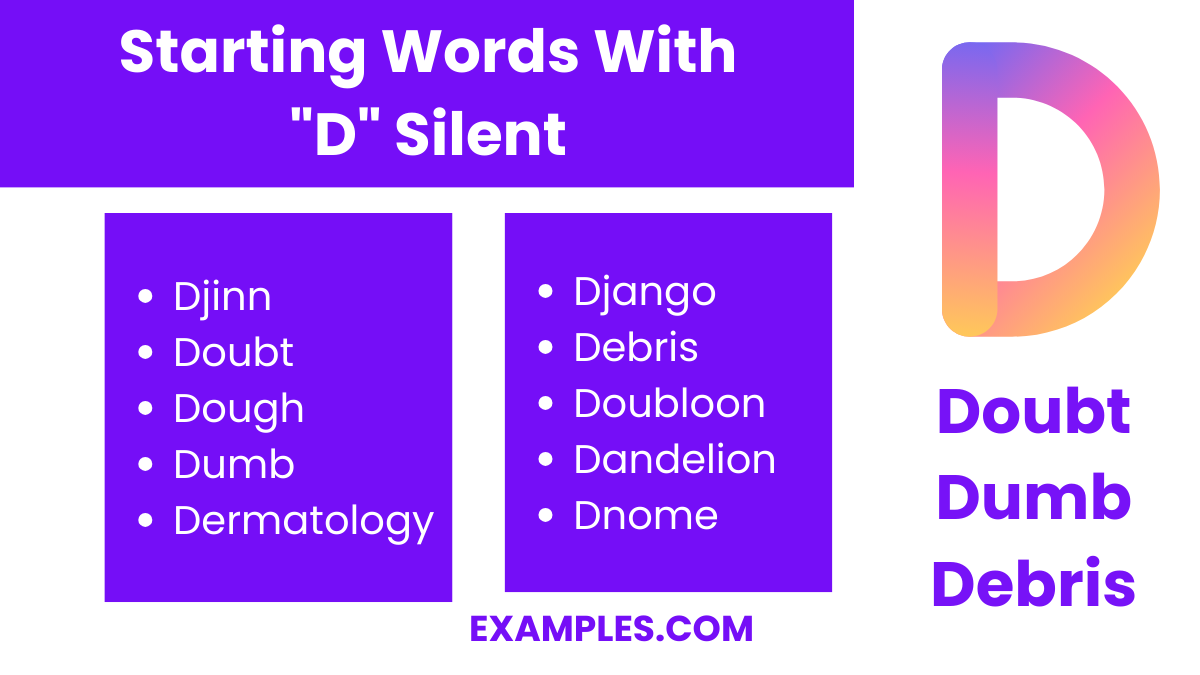 starting words with d silent