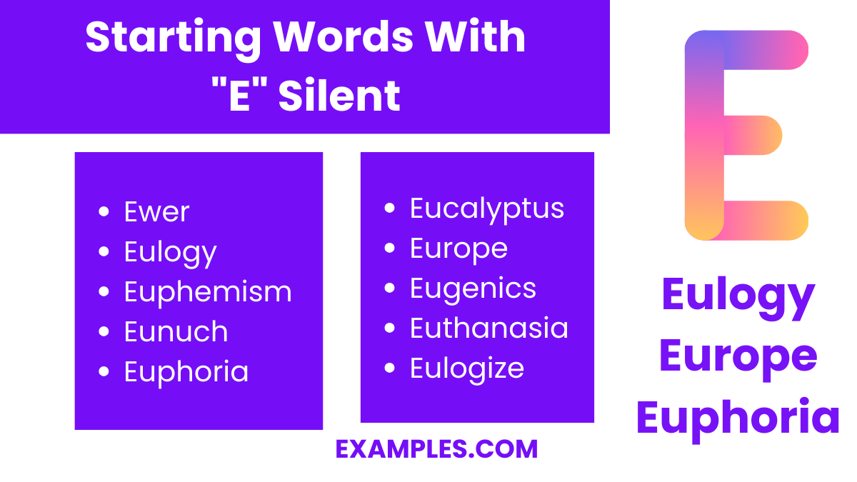starting words with e silent
