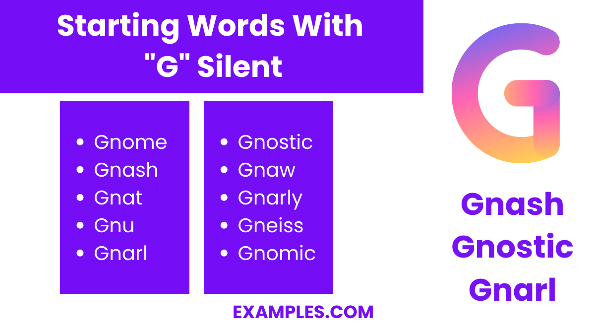 starting words with g silent
