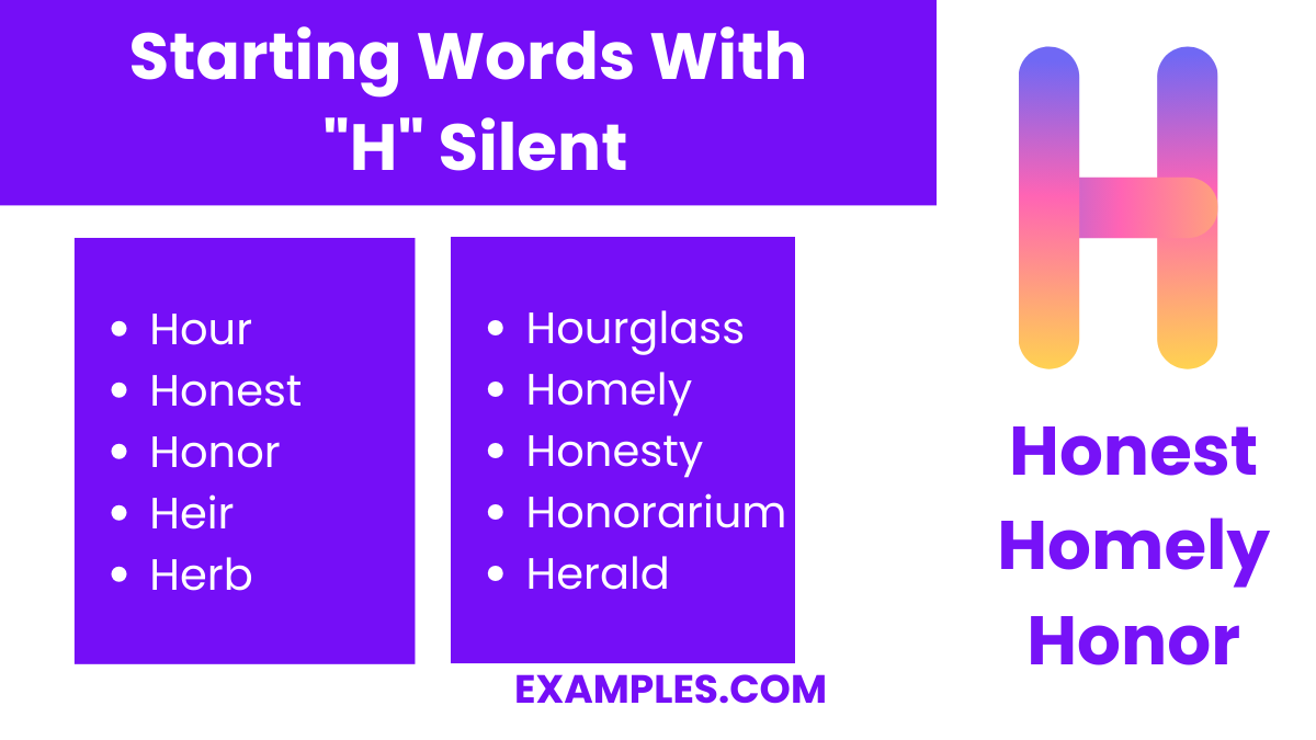 starting words with h silent