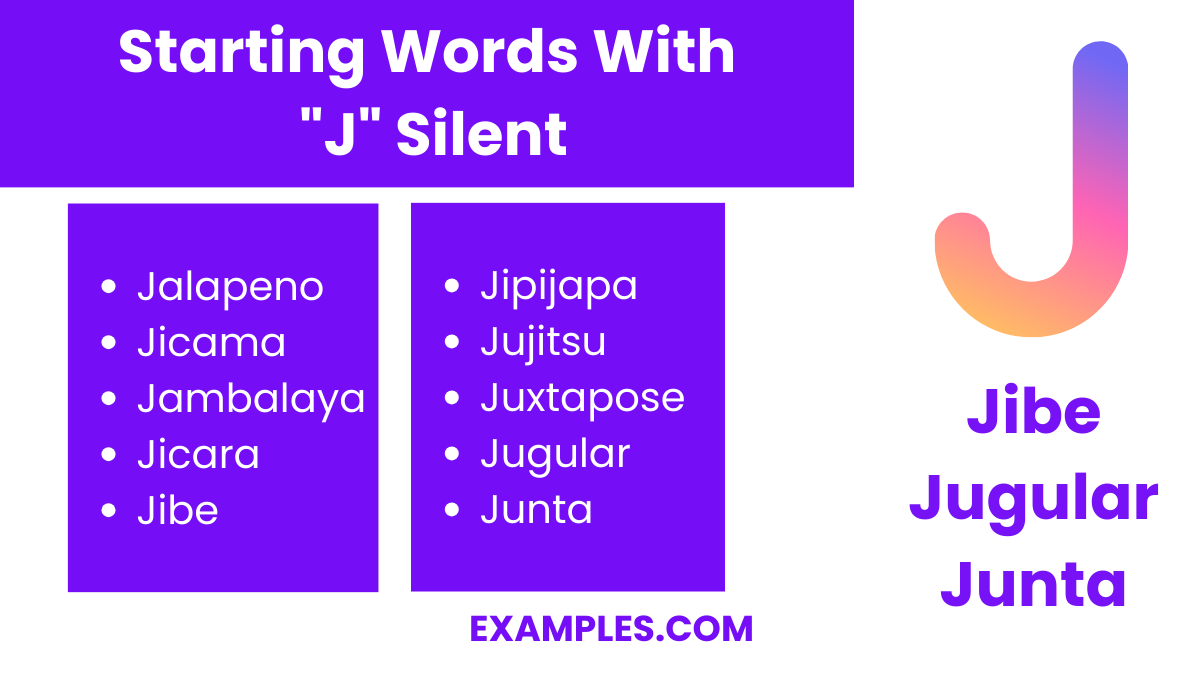 starting words with j silent