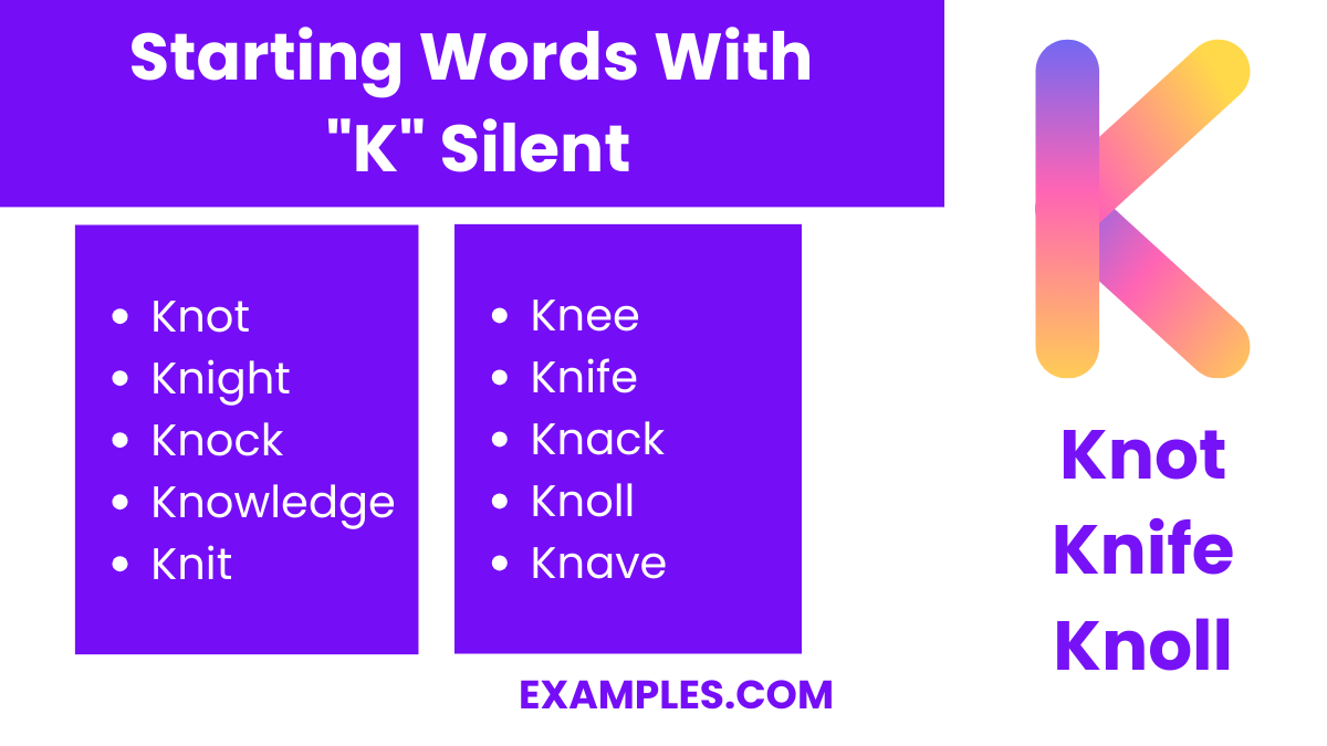 starting words with k silent