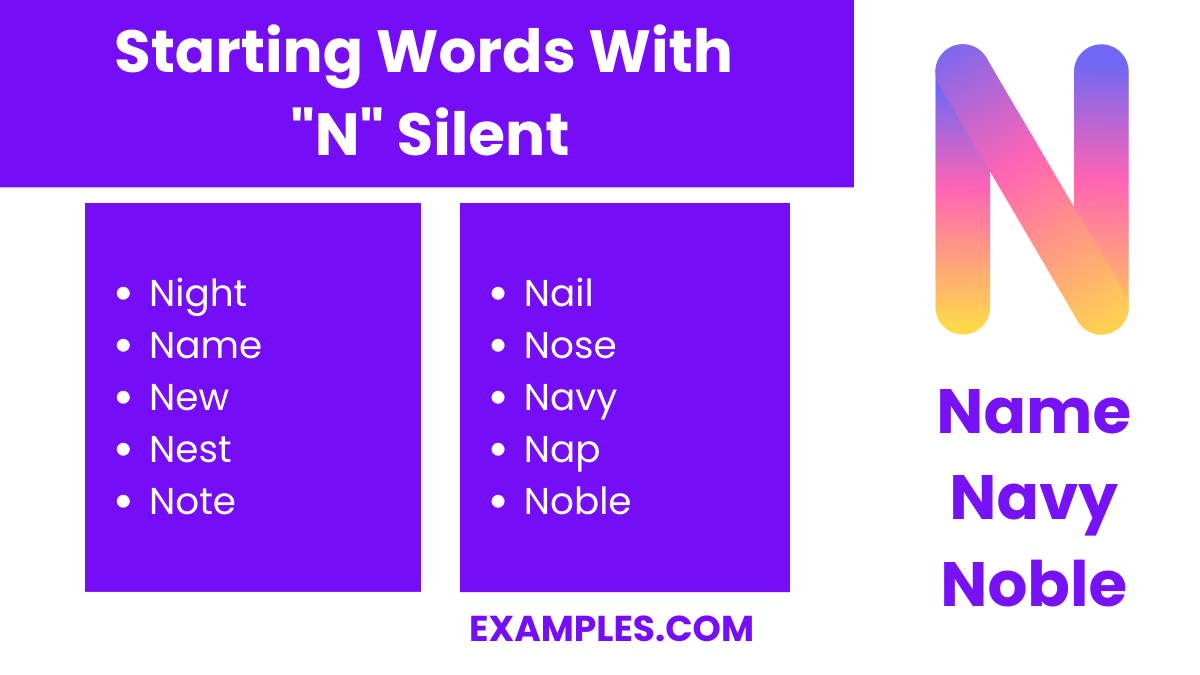 starting words with n silent