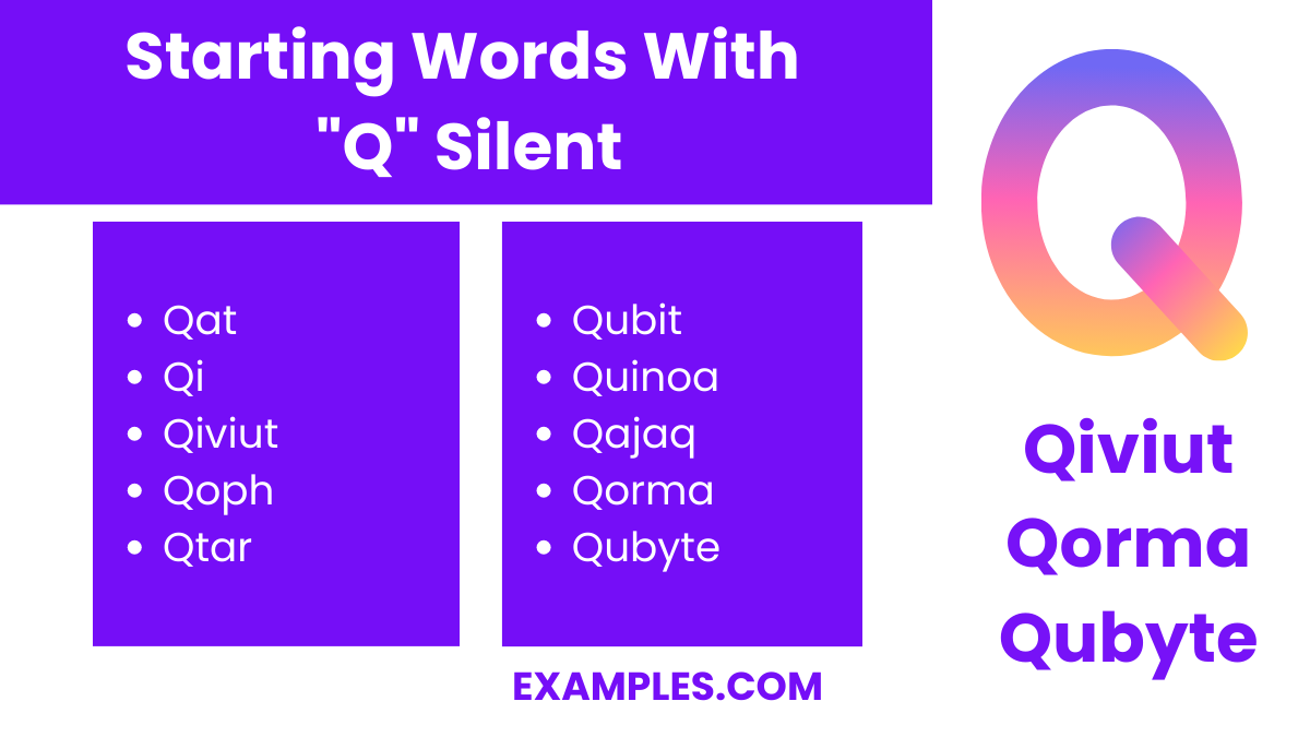 starting words with q silent