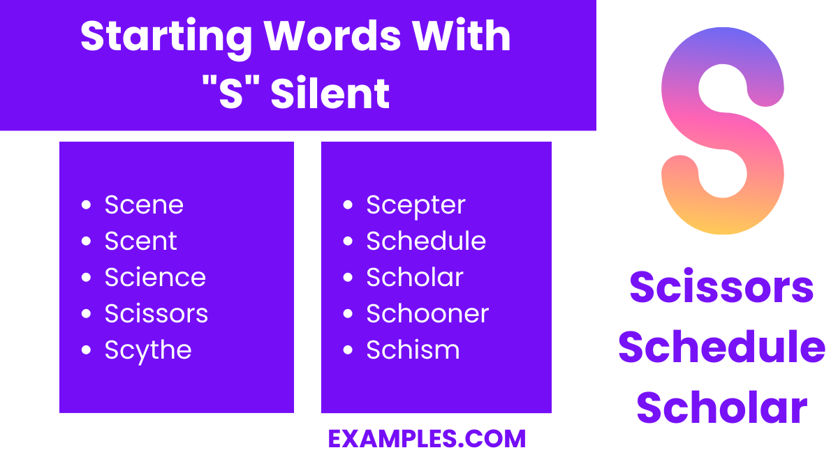 starting words with s silent