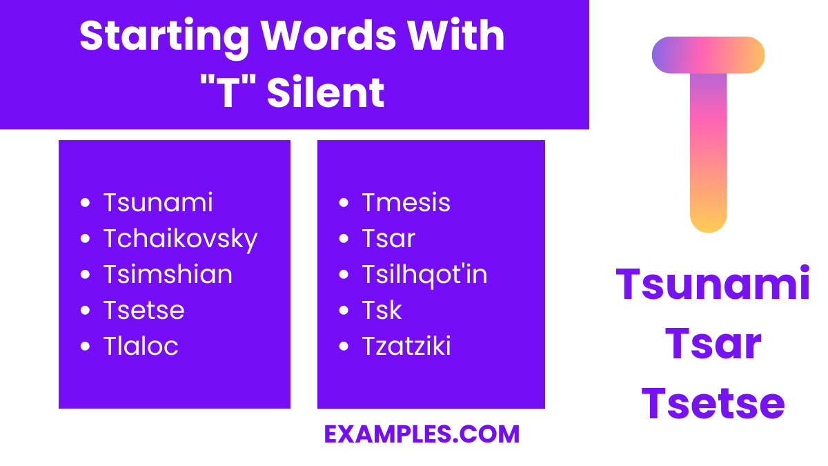 starting words with t silent
