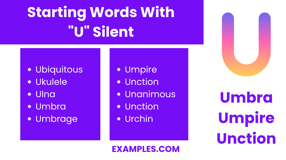starting words with u silent