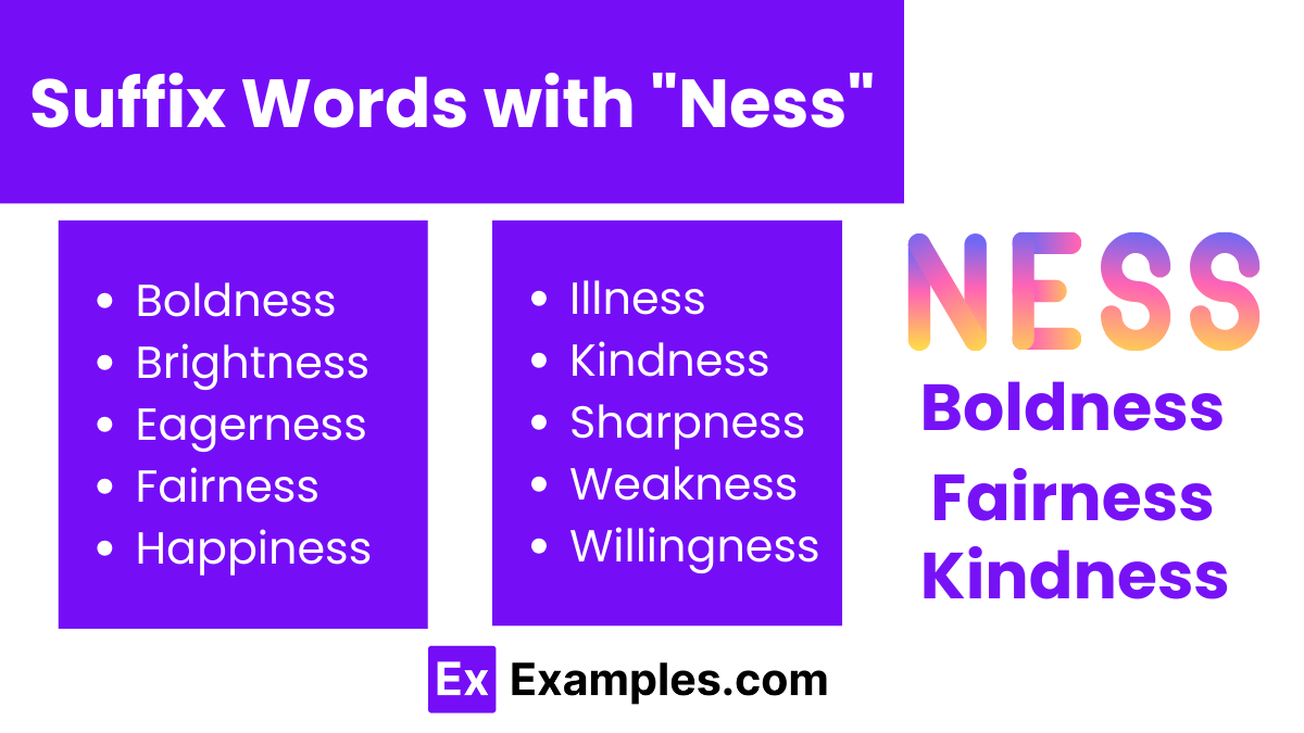 suffix words with ness