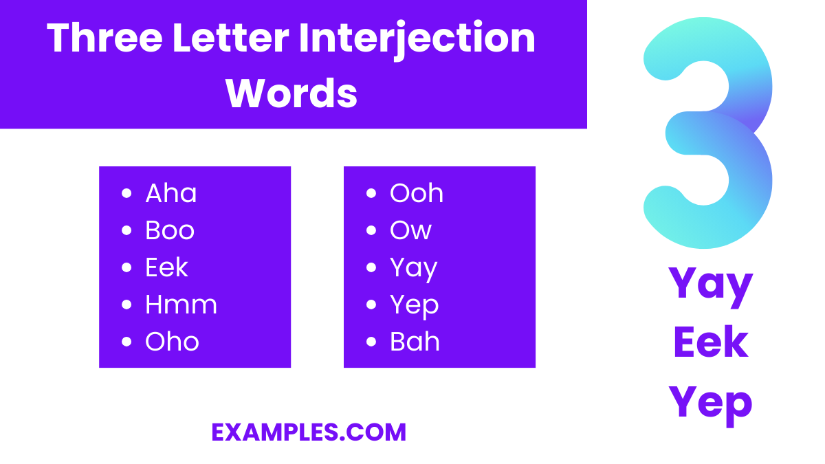 three letter interjection words 