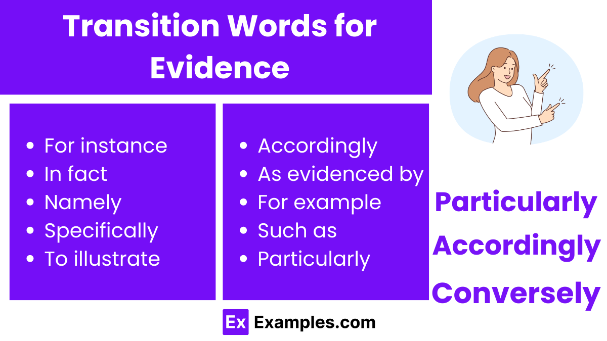 transition words for evidence
