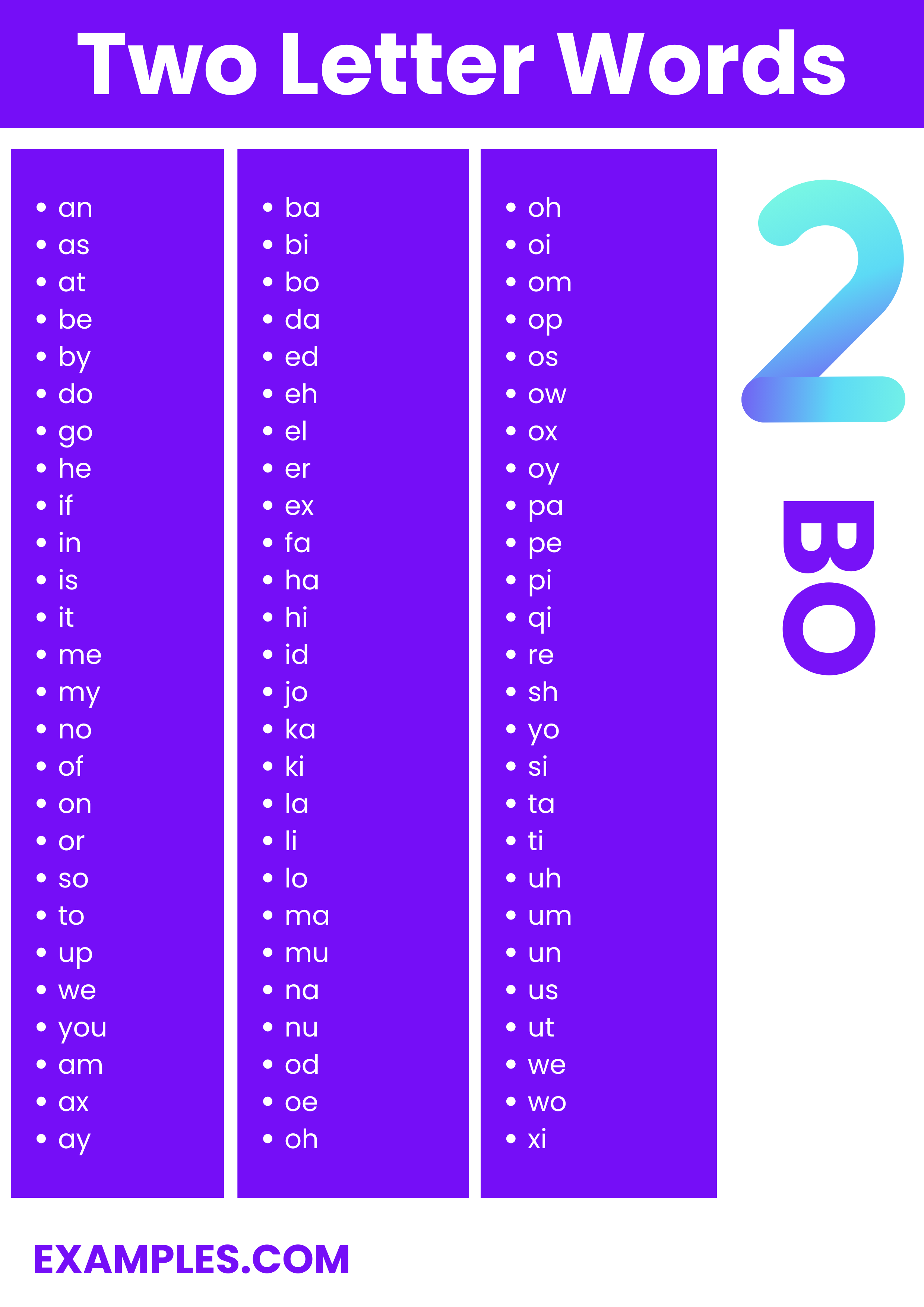 450+ 2 Letter Words, Meaning, PDF