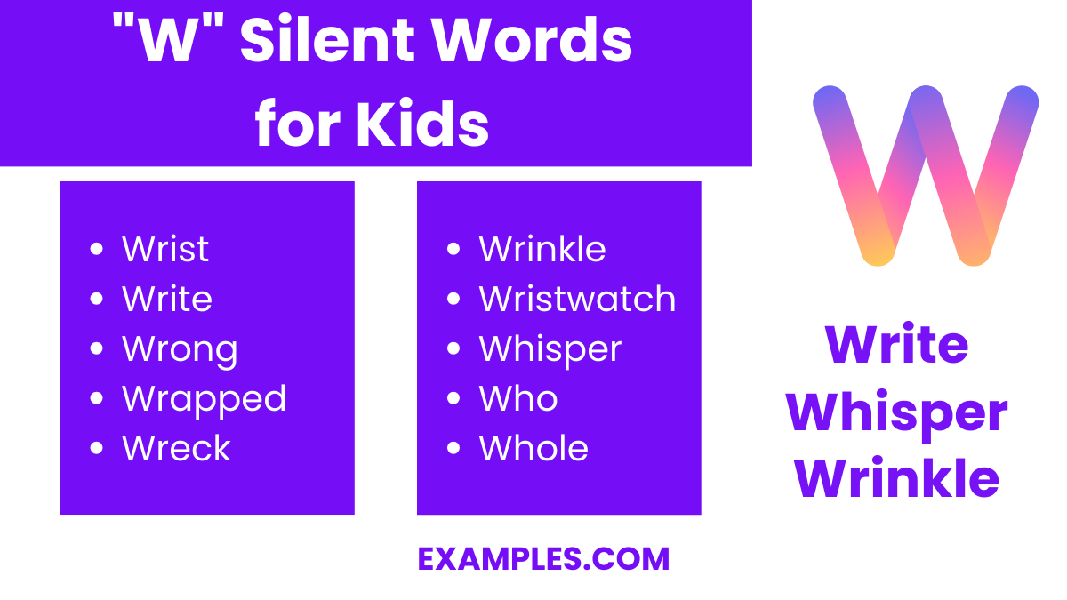 w silent words for kids