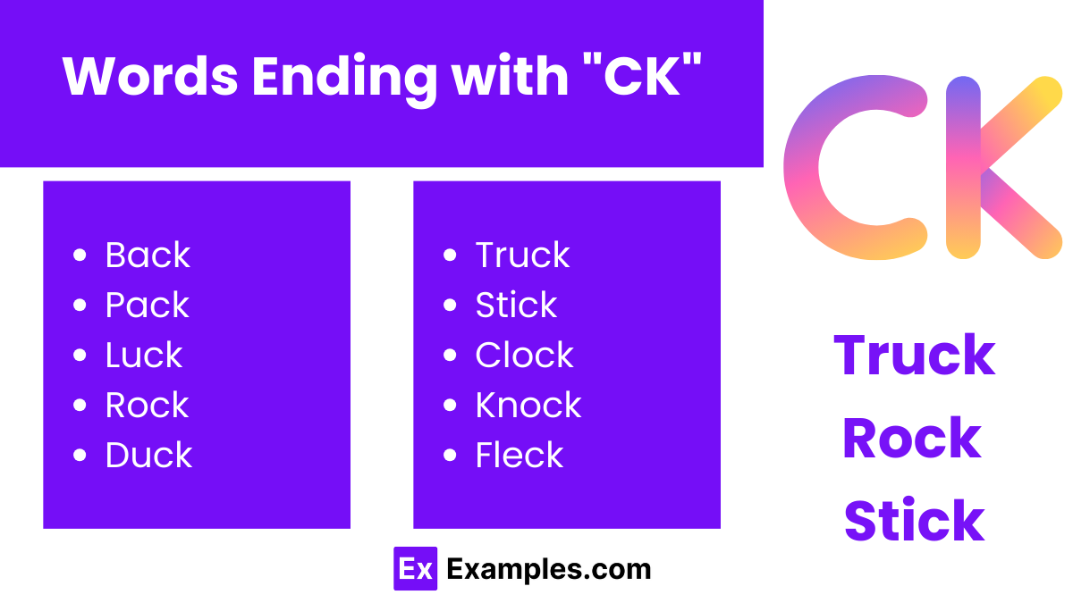 words ending with ck