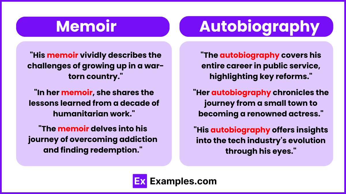 autobiography usage examples