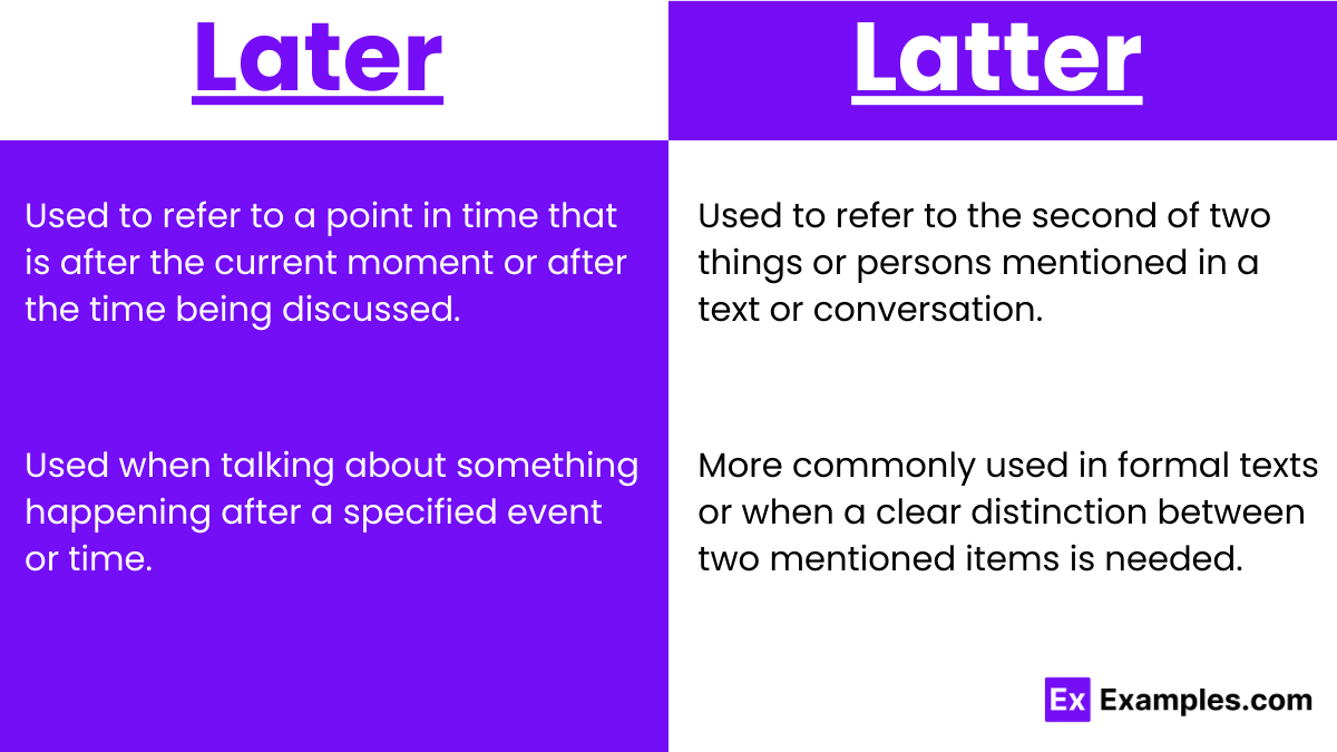 Later vs Latter usage