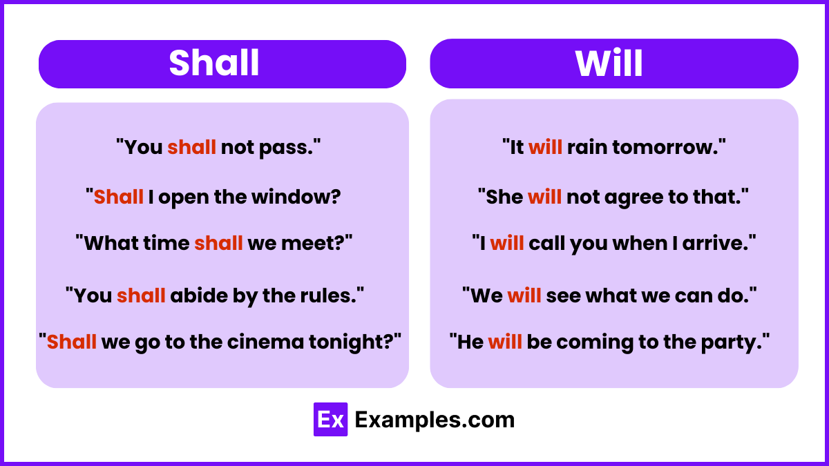 Shall vs Will Examples