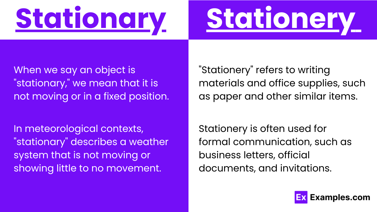Stationary and Stationery usage