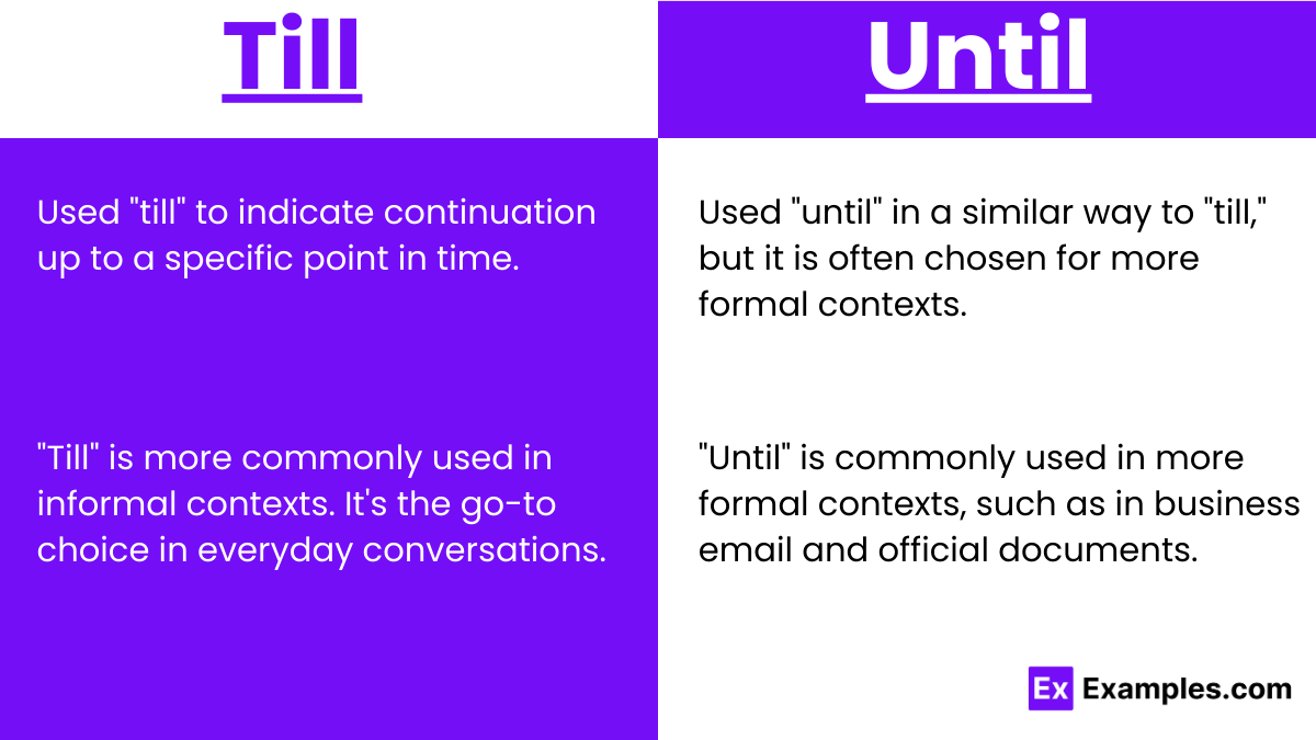 When to use Till and Until