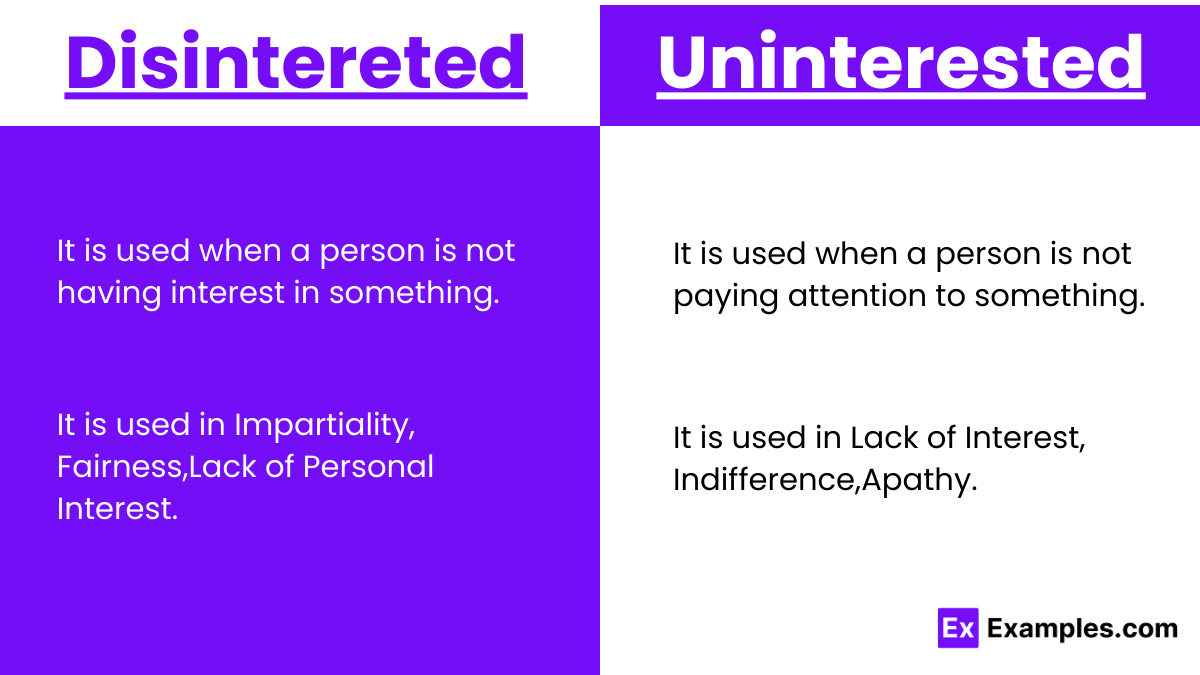 Usage of Disinterested and Uninterested