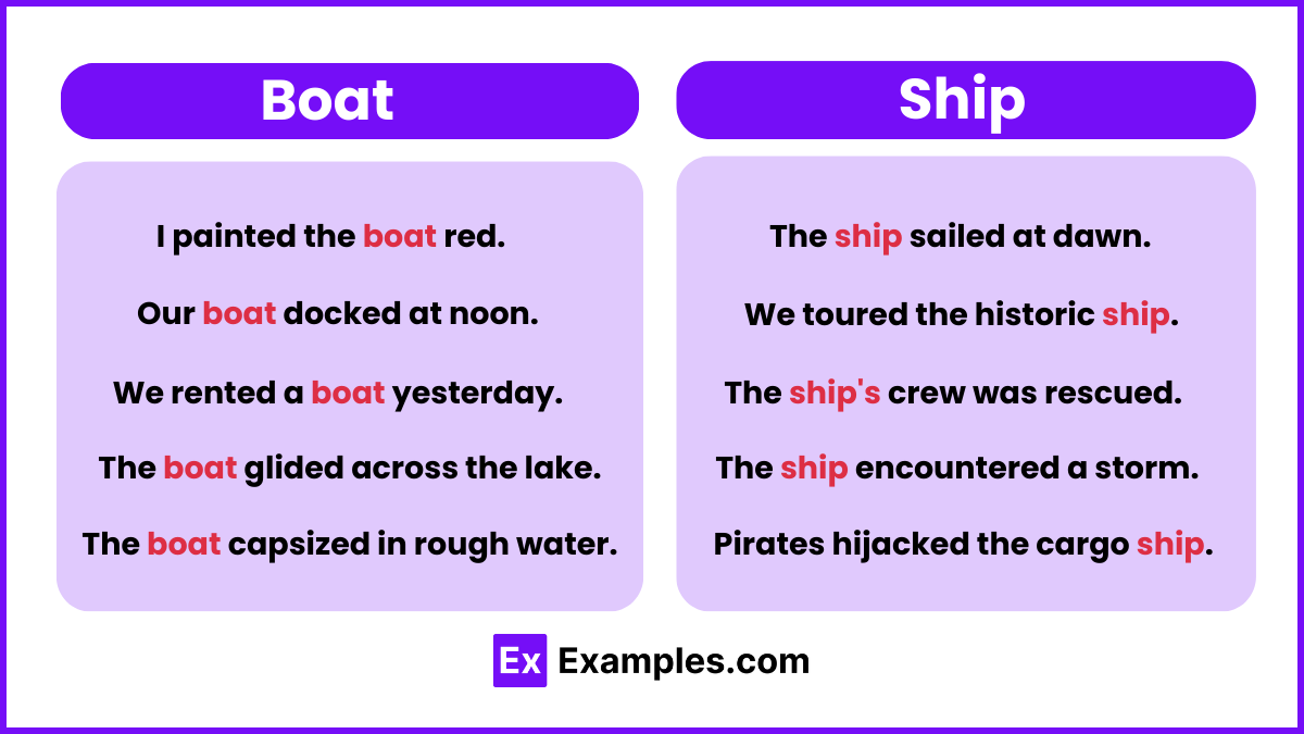 Boat and Ship Examples